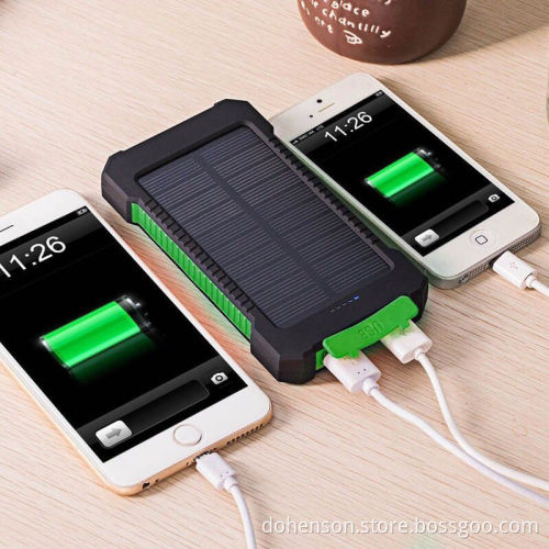 dual USB waterproof Portable Solar Power Bank Charger 8000mAh with flashlight and compass